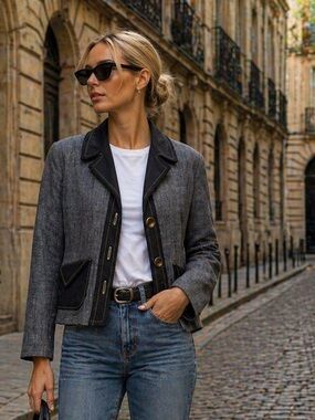 Neesh by Dar Gray & Black Contrast Stitched Jacket